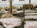 Italian flowerbed in a cluody morning