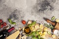 Italian food background. Slate background with space for text Royalty Free Stock Photo