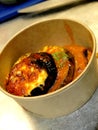 Italian food - Baked eggplants in a container