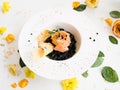 Italian food black pasta nero recipe Royalty Free Stock Photo