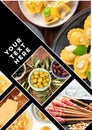 Italian Food Collage design template. Many dishes of the cuisine of Italy Royalty Free Stock Photo