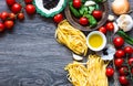 Italian food cooking ingredients for tomato pasta Royalty Free Stock Photo