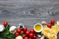 Italian food cooking ingredients for tomato pasta Royalty Free Stock Photo