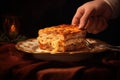 Italian food dish background meal dinner sauce cuisine pasta cheese cooked plate bake lasagna