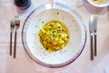 Italian food, firsh course dish, fresh homemade pasta tagliatelle with porcini mushrooms, Parma, Emilia Romagna, Italy Royalty Free Stock Photo
