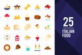 25 Italian Food Flat icon pack. vector illustration