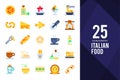 25 Italian Food Flat icon pack. vector illustration