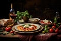 Italian food full table. Generate Ai