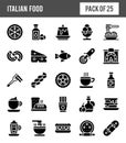 25 Italian Food Glyph icon pack. vector illustration