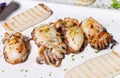 Italian food, grilled squids Royalty Free Stock Photo