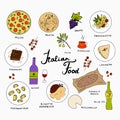 Italian food hand drawn elements.