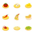 Italian food icons set, cartoon style Royalty Free Stock Photo