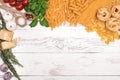 Italian food ingredients on wooden background Royalty Free Stock Photo