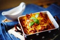 Italian Food. Lasagna plate. Royalty Free Stock Photo