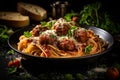 Italian food Meatballs and spagetti