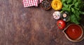 italian food pasta basil cherry tomatoes Royalty Free Stock Photo