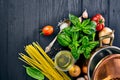 Italian food pasta with basil Royalty Free Stock Photo