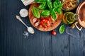 Italian food pasta with basil Royalty Free Stock Photo