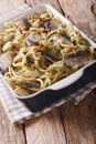 Italian food: pasta with sardines, fennel, raisins and pine nuts Royalty Free Stock Photo