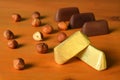 Italian food product, Gianduiotto the traditional Piedmont chocolate with hazelnut