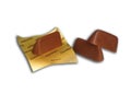 Italian food product, Gianduiotto the traditional Piedmont chocolate with hazelnut on white background