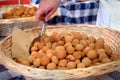 Italian Food Recipes, Olive all`ascolana in a basket.  The typical  Italian street-food appetizer Royalty Free Stock Photo