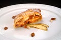 Italian Food Recipe, Traditional Trentino Dessert Strudel With Apple, Pine Nuts, Golden Raisin