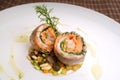 Italian food recipes, roulade of freshwater fish with capers and pine nuts