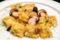 Italian food recipes stuffed pasta Agnolotti with porcini mushrooms