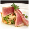 Italian food recipes, Tuna belly with barley and peas