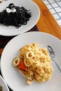 Italian food Risotto & squid ink pasta sphaghetti Royalty Free Stock Photo