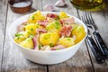 Italian food: salad with octopus, potatoes and onions Royalty Free Stock Photo