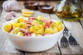 Italian food: salad with octopus, potatoes and onions Royalty Free Stock Photo