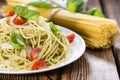 Italian Food (Spaghetti with Pesto) Royalty Free Stock Photo