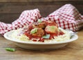Italian food - spaghetti with tomato sauce and meatballs Royalty Free Stock Photo