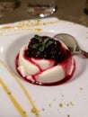 Italian food, typical product, panna cotta, evening time, dinner. Delicious!