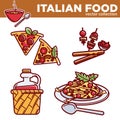 Italian food vector collection of exquisite delicious dishes Royalty Free Stock Photo