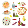 Italian food vector icons set. Italian cousine collection
