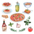 Italian Food Watercolor Set Royalty Free Stock Photo