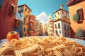 Italian fresh pasta, fantasy illustration generated by AI