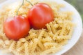 Italian fusilli pasta with tomatoes Royalty Free Stock Photo