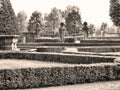 Italian garden with hedges and fountain