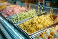 Italian Gelateria with Creamy Pistachio Gelato Display