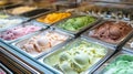 Italian Gelateria with Creamy Pistachio Gelato Display Royalty Free Stock Photo