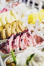 Italian gelato gelatto ice cream display in shop Royalty Free Stock Photo