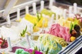 Italian gelato gelatto ice cream display in shop Royalty Free Stock Photo