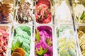 Italian gelato gelatto ice cream display in shop Royalty Free Stock Photo