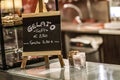 Italian Gelato Price Sign on Bar Counter