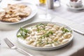 Italian gnocchi ai quatro formaggi with pizza bread on the side served on a table Royalty Free Stock Photo