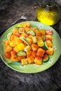 Italian gnocchi with tomato sauce and zucchini